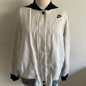 NIKE White and Gray Zip Jacket size LG